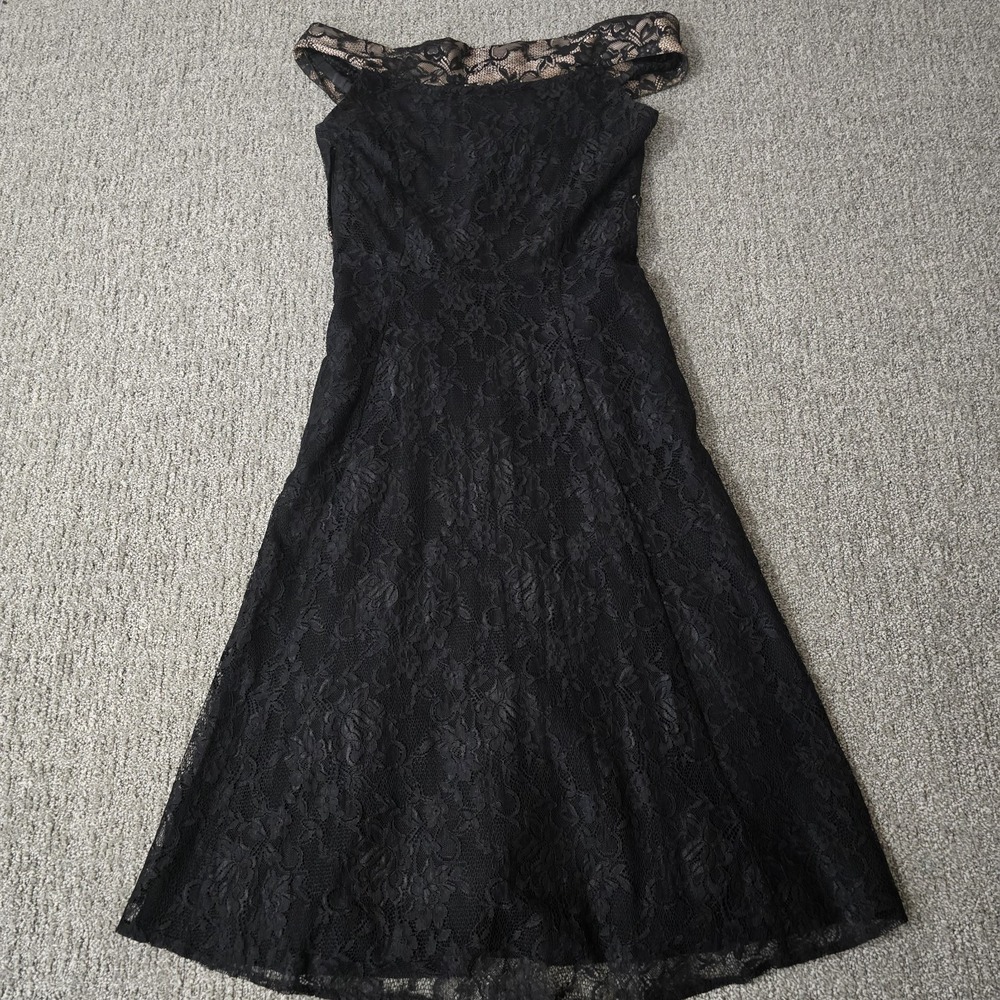 Odille Black Lace Midi Dress Bow Detail‎ Romantic Coquette Vintage Style 2